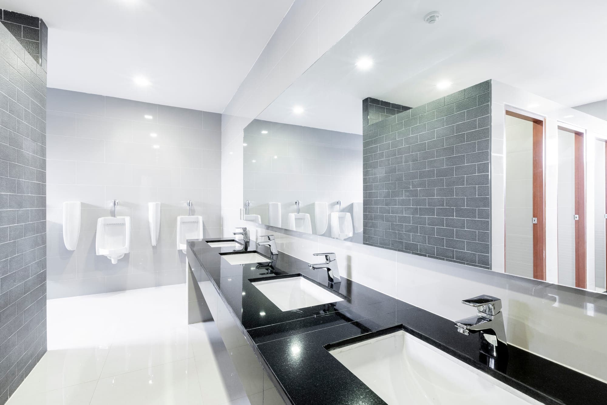 A freshly cleaned commercial restroom maintained by Empire Cleaning in Post Falls
