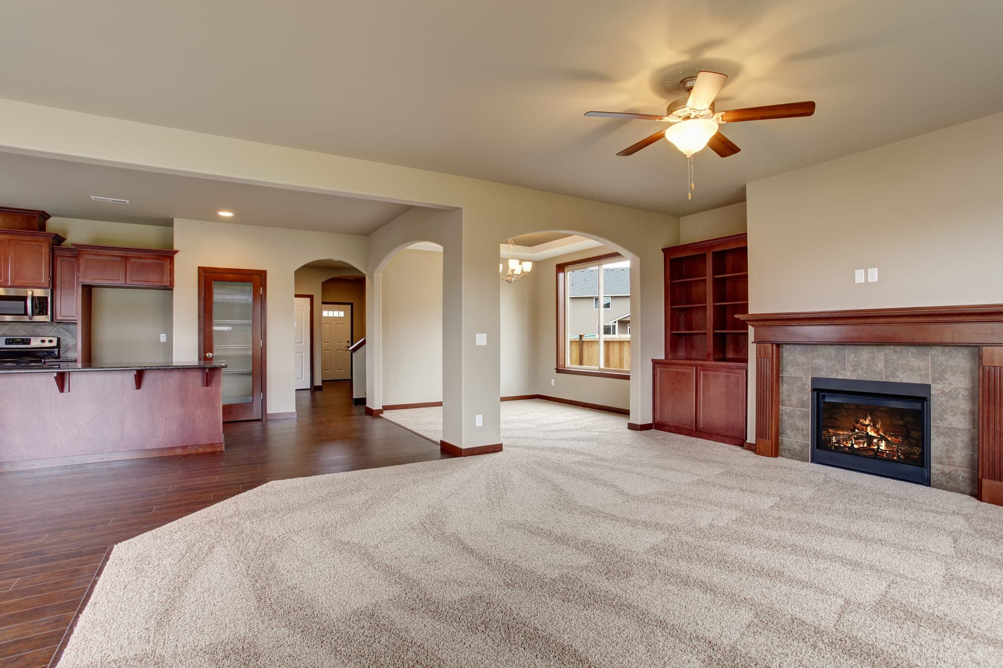 Freshly cleaned carpet showing crisp lines after a professional carpet cleaning in North Spokane